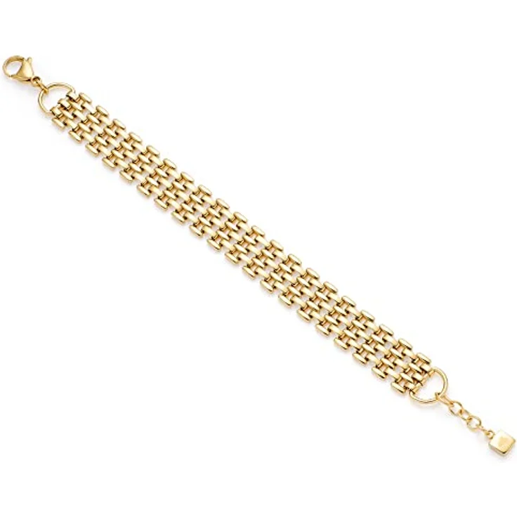 Leonardo Jewels Milanese Armband, Armschmuck aus Edelstahl gold, Statement-Kette 18,5-20,5 cm Länge, Brickwork-Collier Damen Schmuck, 023053 – Bild 1