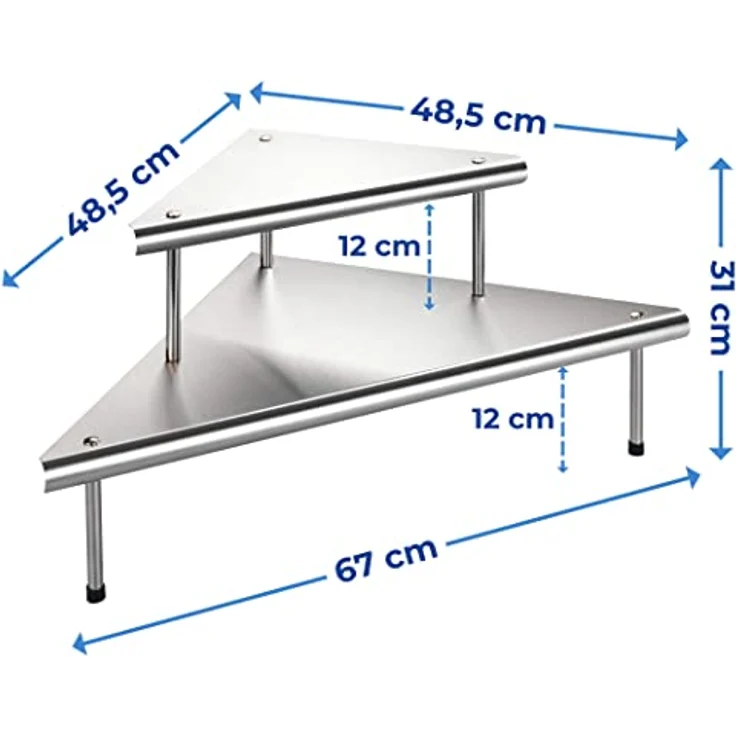 Maximex Küchen-Eckregal Massivo Duo mit 2 Ablagen Edelstahl - Aus Edelstahl, Edelstahl rostfrei, 48.5 x 31 x 48.5 cm, Silber – Bild 2