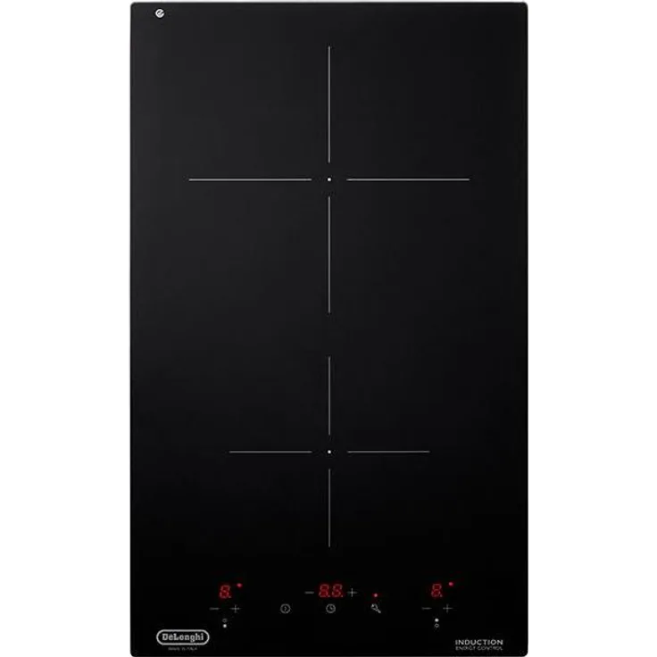 De'Longhi PIN 32, Einbau-Induktionskochfeld 30 cm mit 2 Kochzonen, Schwarz, integrierter Timer, energieeffiziente Technologie