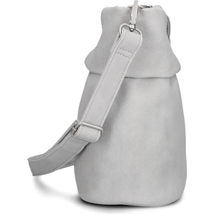 ZWEI Beuteltasche Mademoiselle M8, graue Umhängetasche aus pflegeleichtem Kunstleder mit Innenfächern, 25 x 10 x 23 cm – Bild 5