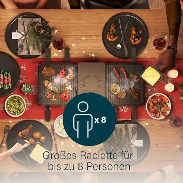 Princess Raclette Purify, 8 Personen, Integriertes Luftfiltersystem, Verstellbarer Thermostat, Spülmaschinenfeste Teile, Antihaftbeschichtung, Modernes Design, Überhitzungsschutz, 162660 – Bild 3