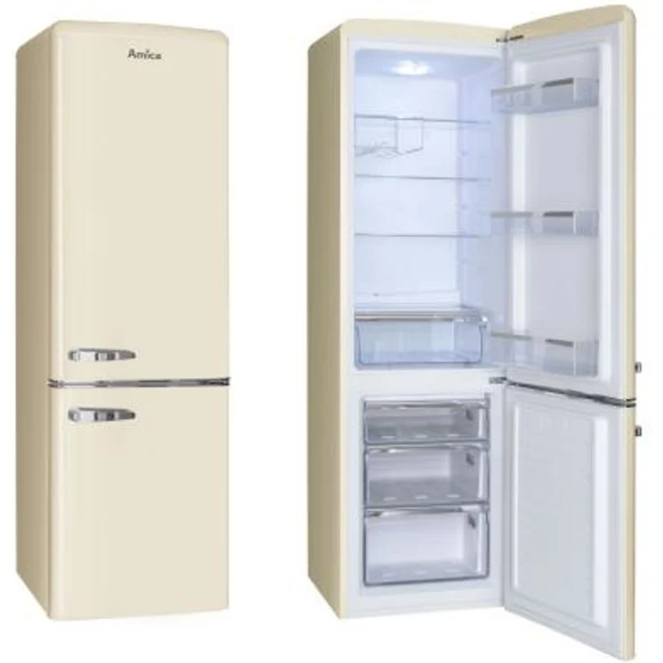 Amica FK2965.3GAA KGCR387100B WID Retro Kühl-Gefrierkombination, freistehend, beige, NoFrost, LED, Breite 55 cm – Bild 6