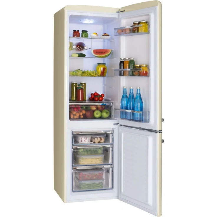 Amica FK2965.3GAA KGCR387100B WID Retro Kühl-Gefrierkombination, freistehend, beige, NoFrost, LED, Breite 55 cm – Bild 3
