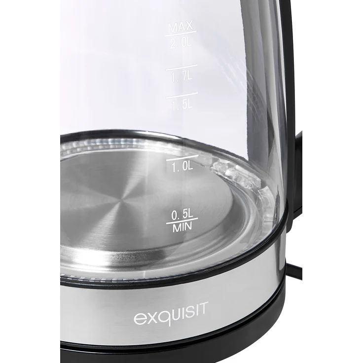 Exquisit WK 3501 swg Glas-Wasserkocher-Innenbeleuchtung - 2 Liter Fassungsvermögen - 2200 Watt-Edelstahlverzierung, 2 liters, schwarz – Bild 7
