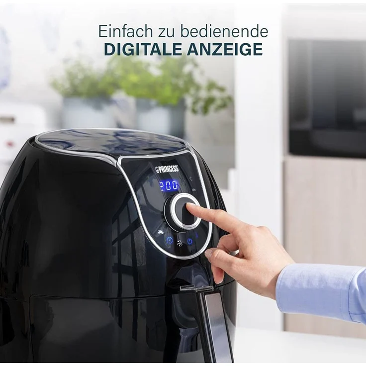 Princess 182055 XXL Heißluftfritteuse-Aerofryer 1700 Watt, mit digitalem Display und manueller Regelung, ohne Öl, einfach zu reinigen, 5,2 Liter Fassungsvermögen, schwarz – Bild 9