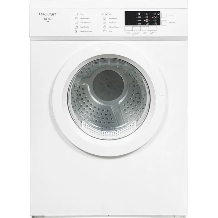 Exquisit GGV TAE 703, Ablufttrockner, G, Fassungsvermögen 7 kg, Standgerät, Breite 59,5 cm, Startzeitvorwahl, Wäschetrockner mit Automatik – Bild 2
