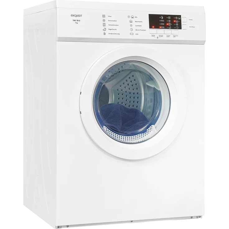 Exquisit GGV TAE 703, Ablufttrockner, G, Fassungsvermögen 7 kg, Standgerät, Breite 59,5 cm, Startzeitvorwahl, Wäschetrockner mit Automatik – Bild 4