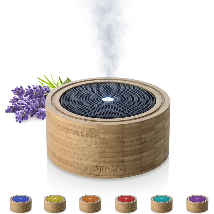 medisana  AD 625  Aroma Diffuser  Bambus  Raumerfrischer  Lufterfrischer  Duftlampe mit Timer  Raumduft elektrisch  Ätherische Öle Duftöle  Wellness-Licht in 6 Farben  100 ml