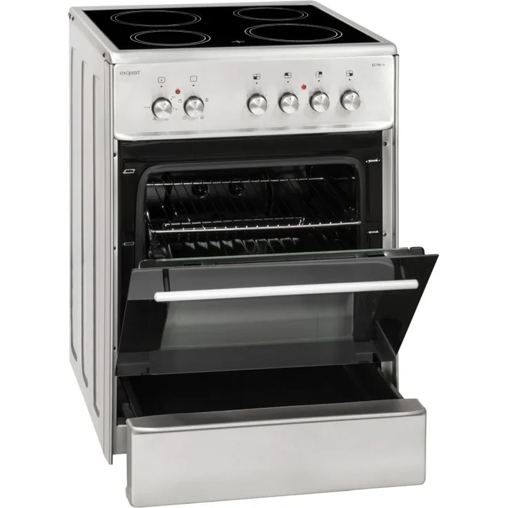 Exquisit ECM6-4, Herd, A, freistehend, Betriebsart Ofen elektrisch, Anzahl Kochfelder 4, Volumen 61 l, Breite 66 cm – Bild 2