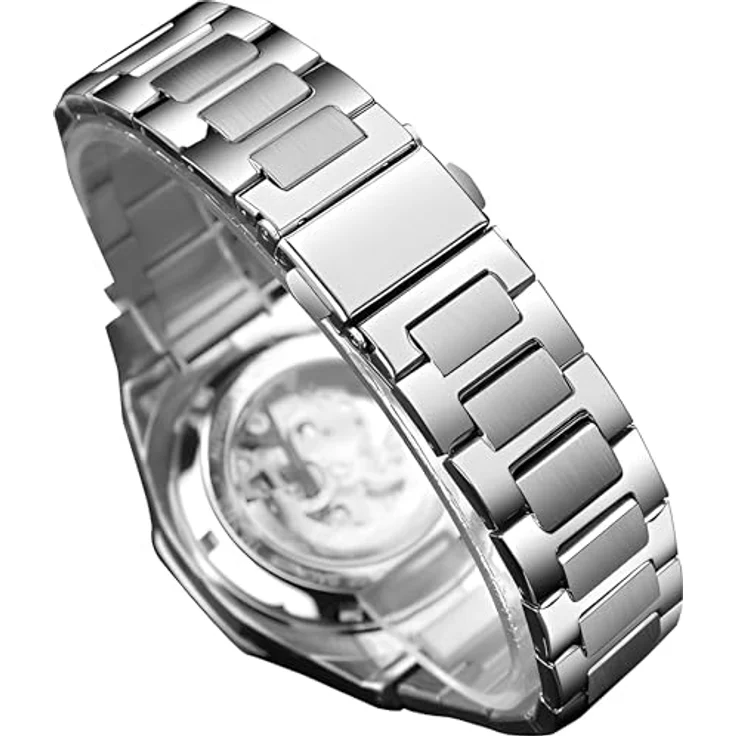 S&T Design Mechanische Uhr Skelett Edelstahl, Achteckiges Design, Wasserdicht, für Herren - Preisvergleich – Bild 5