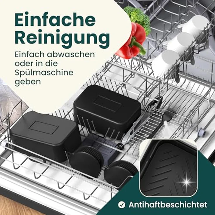 Krustenwerk Airfryer Zubehör Set, 13-teilig mit exakter Passform für Ninja AF400EU, Hitzebeständiges Silikon, 150 Rezepte E-Book – Bild 5