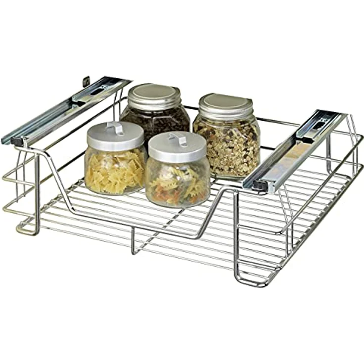 Wenko Schrankauszug Mod. Midi, ausziehbare Ablage für Küchenutensilien, Silber, max. Belastbarkeit 8 kg – Bild 1