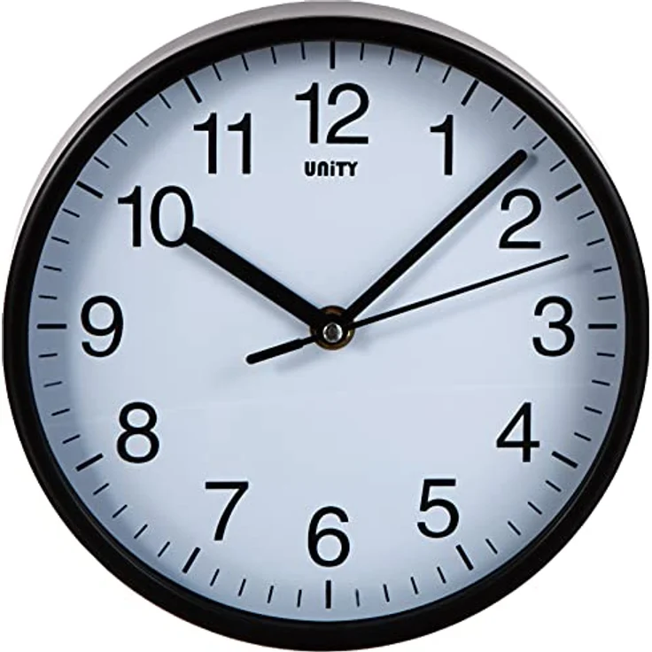 UNITY Radcliffe Wanduhr, geräuschlos, Plastik, schwarz, 20.3 x 20.3 x 2.5 cm – Bild 1