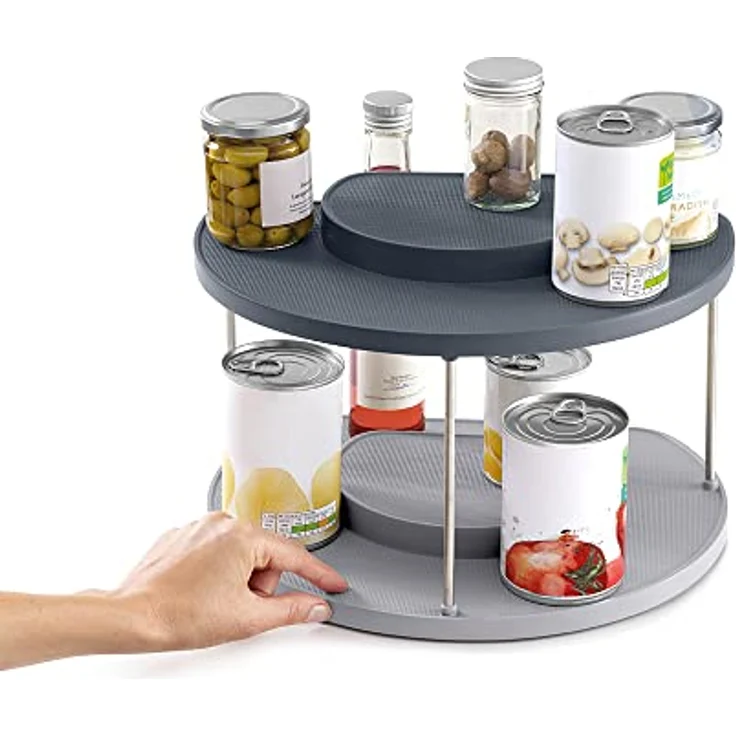 Joseph Joseph CupboardStore 2-stufiger drehbarer Organizer Grau für den Küchenschrank – Bild 4
