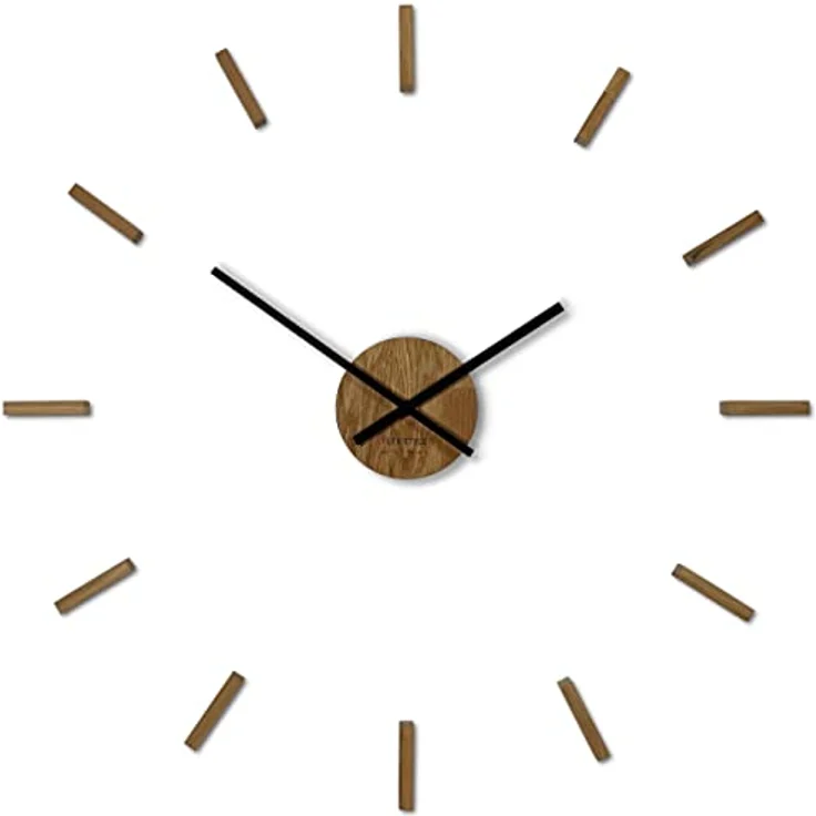 3D Wanduhren DIY Holz Eiche große Wanduhr 50-75CM 3D Wanduhr Modern Design EKO Wanduhren Wandtattoo Dekoration Uhren für Büro Wohnzimmer Schlafzimmer Dekoartikel Quarzuhr (HolzSimple, schwarze Zeiger) – Bild 3