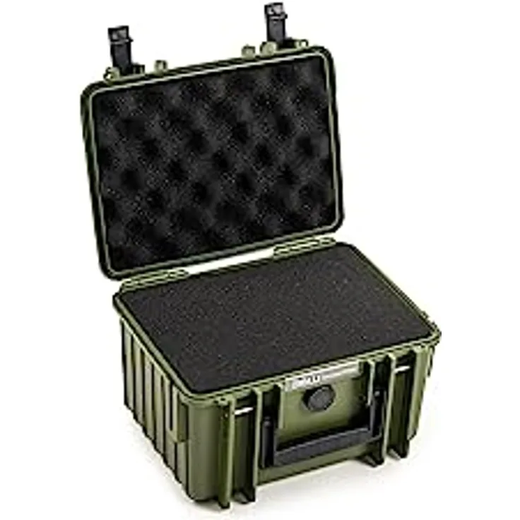 B&W International GmbH B&W Transportkoffer Outdoor Typ 2000 Bronze-grün mit Würfelschaum - wasserdicht nach IP67 Zertifizierung, staubdicht, bruchsicher und unverwüstlich