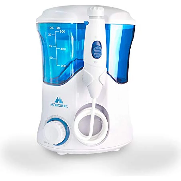 Mobiclinic, Professionelle Zahndusche, 600 ml Behälter, 7 Funktionsköpfe, Munddusche, Zahnreinigung, Multifunktional, Für die ganze Familie, Zahn-, Zahnfleisch- und Zungenhygiene – Bild 2