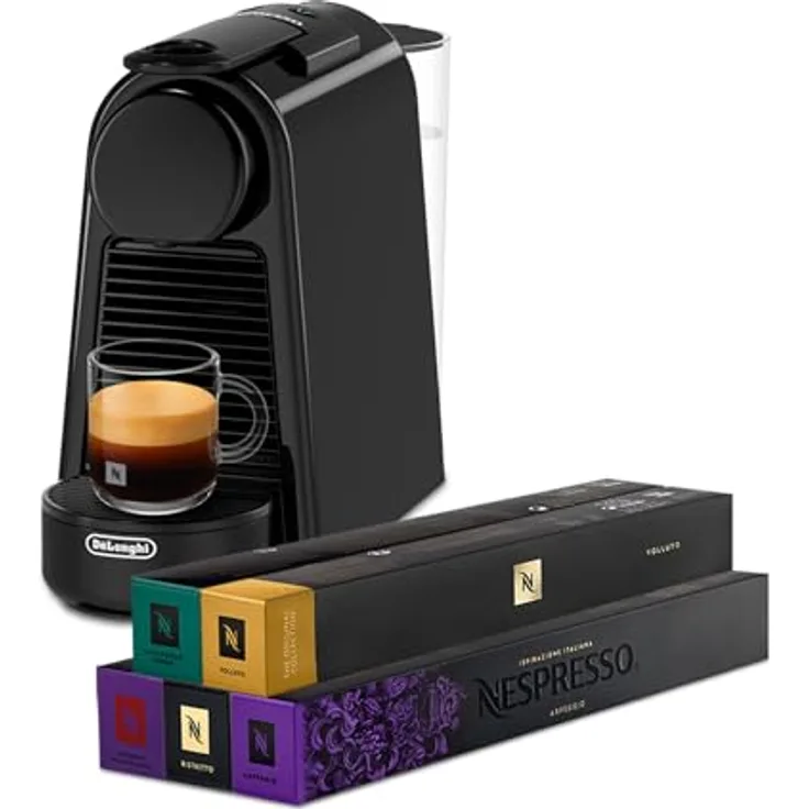 De'Longhi Nespresso Essenza Mini EN85.B, kompakte Kapselmaschine mit 19-Bar-Druckpumpe und Thermoblock-Heizung, schwarz