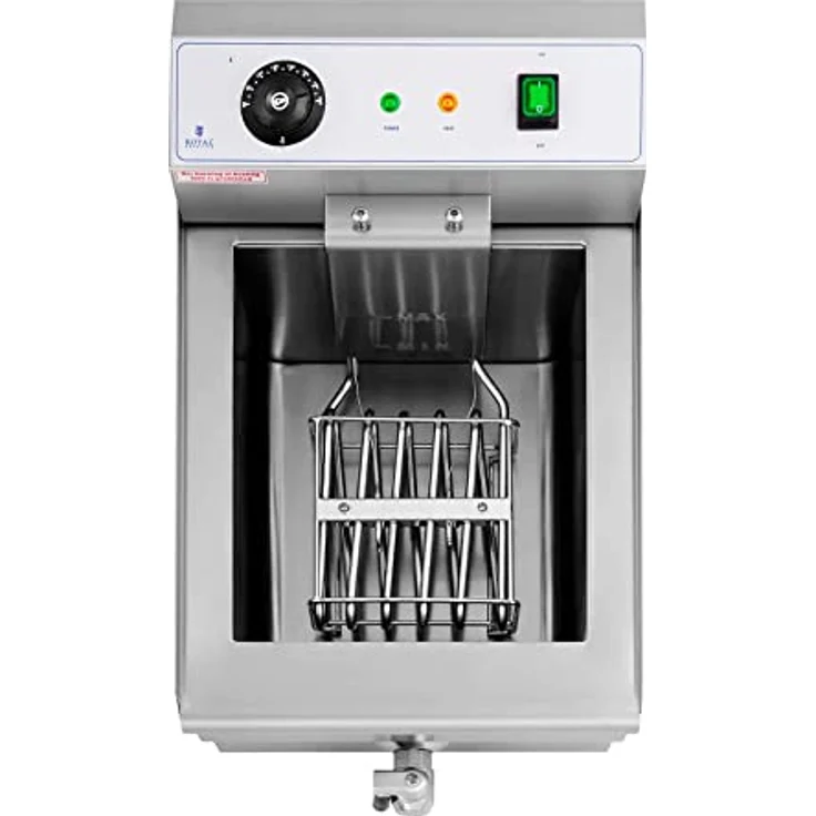 Royal Catering Elektro-Fritteuse Edelstahl RCEF 16EB (3.500 W, 16 l Kapazität, 50-200 °C, Kaltzone, Ablasshahn) – Bild 5