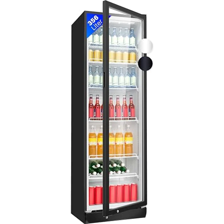 Bomann® Kühlschrank mit Glastür | Getränkekühlschrank abschließbar | 6 höhenverstellbare Ablagen | 30kg je Ablage | 347 Liter | Kühlschrank groß | Flaschenkühlschrank m. LED-Licht | KSG 7351 schwarz – Bild 1