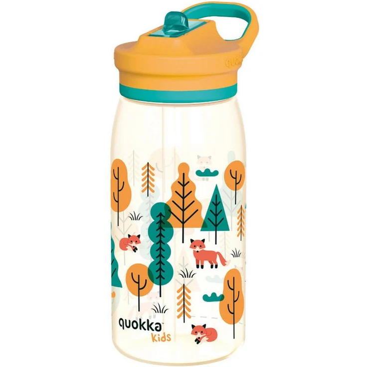 Quokkabottle Quokka Glow Kids Trinkflasche, FOREST, 580 ml mit Tragekupplung und integriertem Trinkhalm
