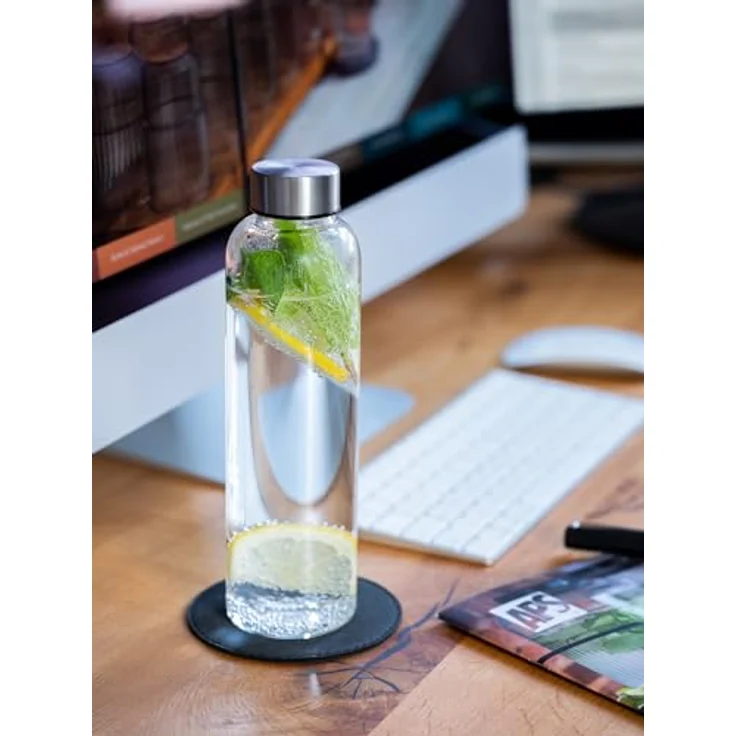APS Trinkflasche, Glas mit Edelstahl-Schraubverschluss, 1 Liter, BPA-frei und wiederverwendbar – Bild 5