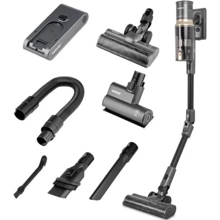 Zelmer ZSVC912BF PET Paul, 2-in-1-Stabstaubsauger, Beutellos, Akku, 55 Minuten Laufzeit, Schwarz und Gold