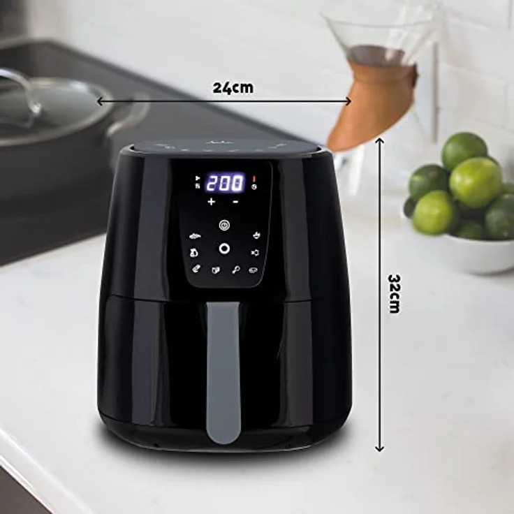 JATA JEFR1225 Heißluftfritteuse, 1300 Watt, 5 Liter, bis 200 °C, Timer 30 min, Kunststoff, schwarz – Bild 3