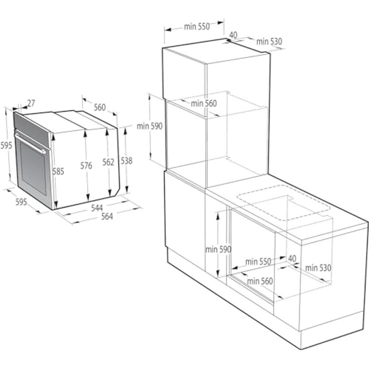 Gorenje BOP6737E02XK Einbaubackofen, 77 Liter, 60CM, Heißluft, EcoClean-Email, Air Fry, PyroClean, Max. Ofentemperatur 300 °C – Bild 3