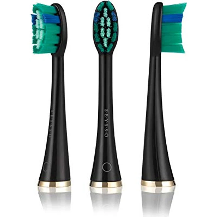 SEYSSO Gold Whitening Ersatzzahnbürsten, 2 Stück, Schwarz, kompatibel mit SEYSSO Schallzahnbürsten, entwickelt von europäischen Zahnärzten – Bild 3