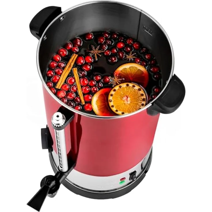 Team Kalorik Einkoch- und Glühweinautomat TKG GW 910 IN, 950,00 W, 6,8 l Fassungsvermögen, Temperatur 30°-100°C, Edelstahl in Rot – Bild 3
