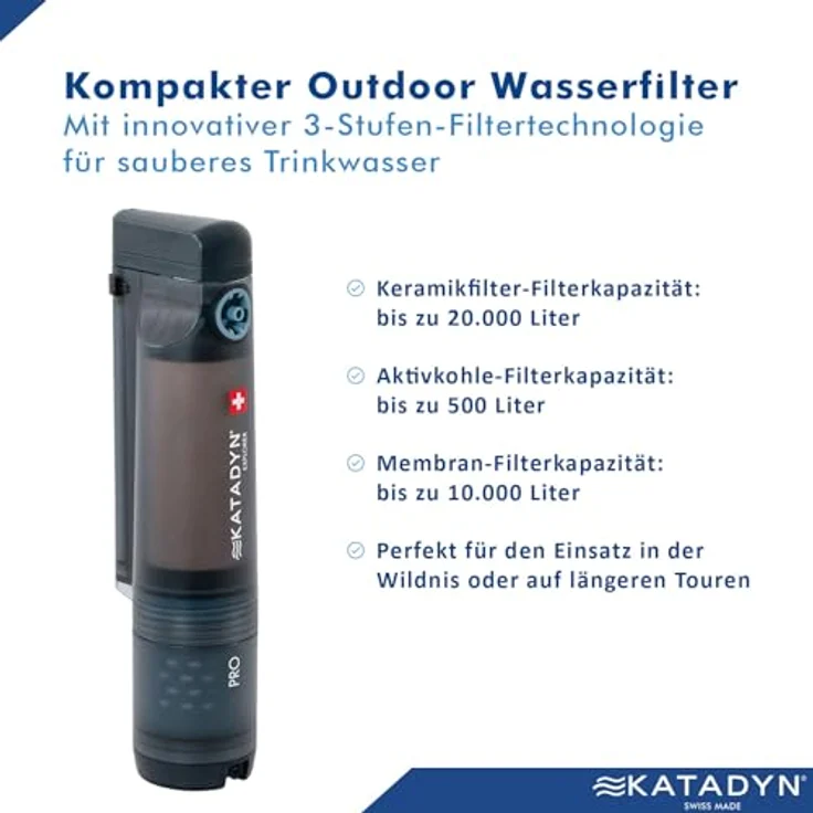 Katadyn Explorer Pro Wasserfilter 8021292, 3-Stufen-Filtration mit Keramik-, Aktivkohle- und Virusmembran, mobiler Purifier für extreme Umgebungen – Bild 3