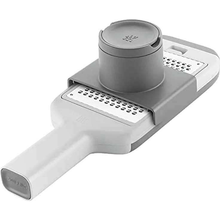 ZWILLING Z-Cut Multi-Reibe, Multifunktional, Edelstahl, 4 austauschbare Klingeneinsätze, Zwei-Wege-Reibtechnologie, Integrierte Auffangschale, Grau