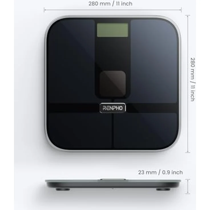 RENPHO Elis Solar 2 Smart Körperwaage – Solarbetriebenes Körperanalysegerät mit WiFi & Bluetooth, 13 Messwerte, App-Integration, ITO-Beschichtetes Glas – Bild 2