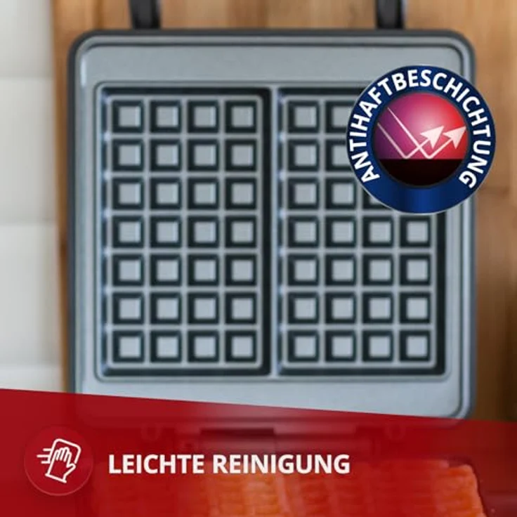 MPM MGO-24 Professionelles Waffeleisen für 2 Dicke belgische Waffeln, Antihaftplatten, automatische Temperaturregelung, schwarz, 1400W – Bild 6