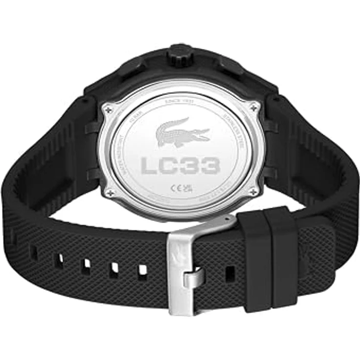 Lacoste LC33 Analoge-Digitale Multifunktions-Quarzuhr für Herren, 44 mm, Schwarzes Silikonarmband, 10ATM Wasserdicht, Chronograph und Wecker – Bild 4