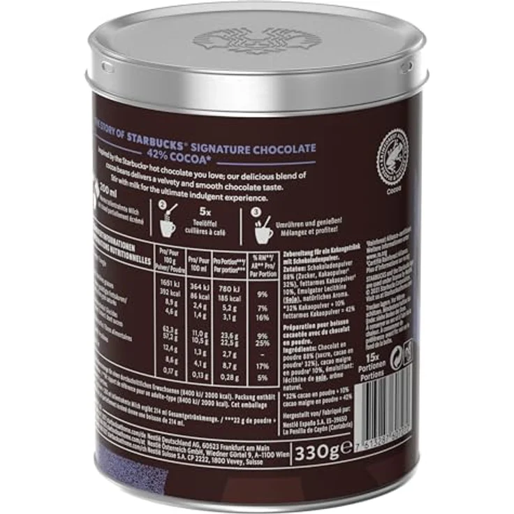 Starbucks Signature Chocolate 42%, Kakaopulver, Trinkschokolade, 330 g für 15 Portionen – Bild 2
