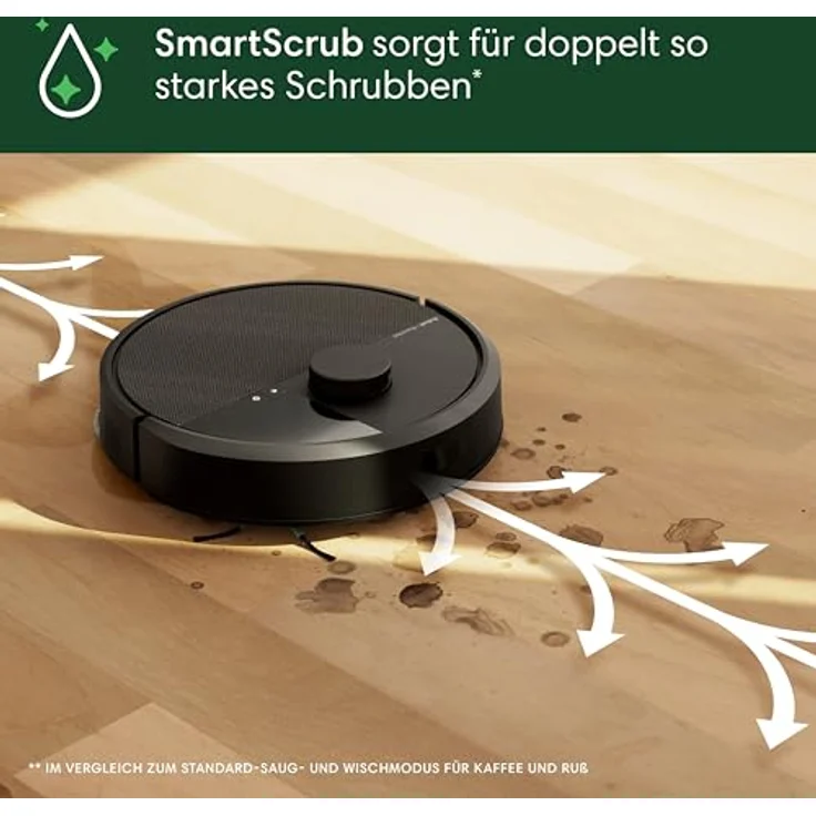 iRobot Roomba Plus 405 Combo Robot + AutoWash Dock Saugroboter mit Wischfunktion - Clearview LiDAR - 7000Pa - DualClean Wischpads - SmartScrub - Teppicherkennung - 75 Tage Entleerung - Schwarz – Bild 4