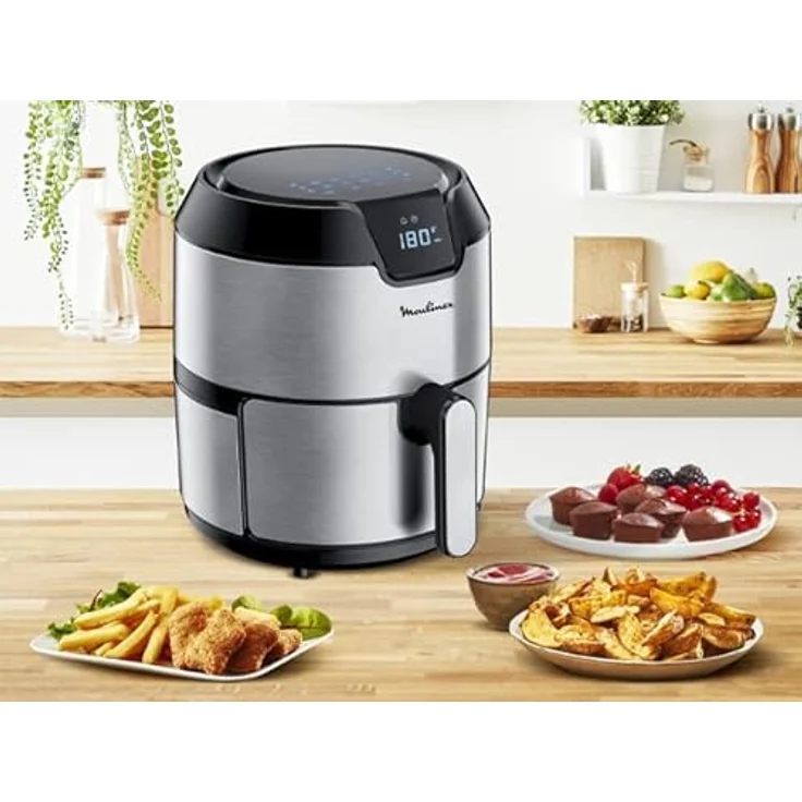 Moulinex EasyFry Deluxe EZ401D Fritteuse ohne Öl für gesunde Zubereitung mit Heißluft, kompaktes Design, Temperaturregelung, Timer, 8 Menüs, Air Pulse Technologie – Bild 7