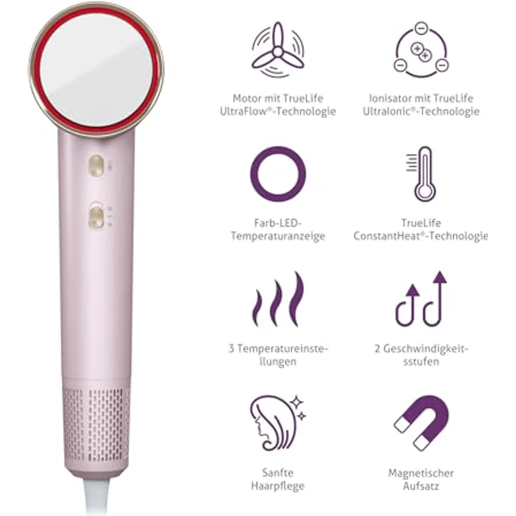 TrueLife HairDryer D6 Haartrockner 1 St. mit Ionen-Funktion und Kaltluft-Funktion, ergonomische Form, für alle Haartypen, kabelgebunden – Bild 3