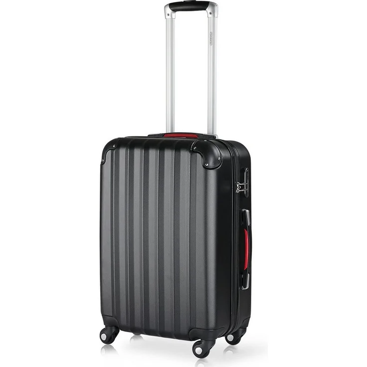 monzana Hartschalen-Trolley Baseline Schwarz L, 4 Rollen, Handgepäck, ABS Hartschale, Zahlenschloss – Bild 1