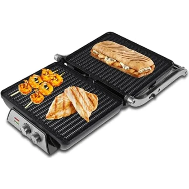 SOGO Human Technology SAN-SS-7141 Sandwichmaker, 2200 Watt, Antihaftbeschichtung, Kontrollleuchte, 3 Programme, schwarz, edelstahl – Bild 3