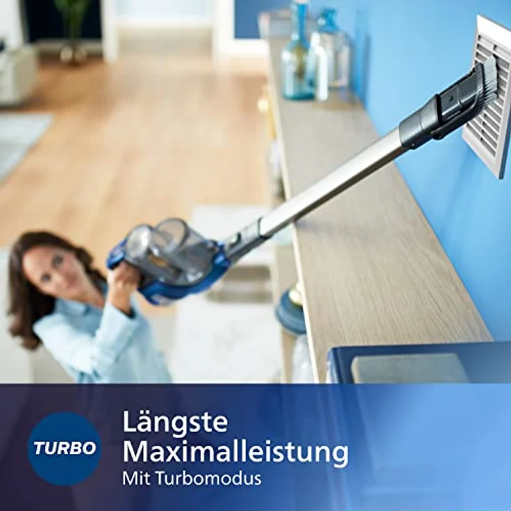 Philips XC8045-01 SpeedPro Max kabelloser Staubsauger 8000 Series (Akkusauger, 360°-Saugdüse, 60 Min. Akkulaufzeit) blau – Bild 4