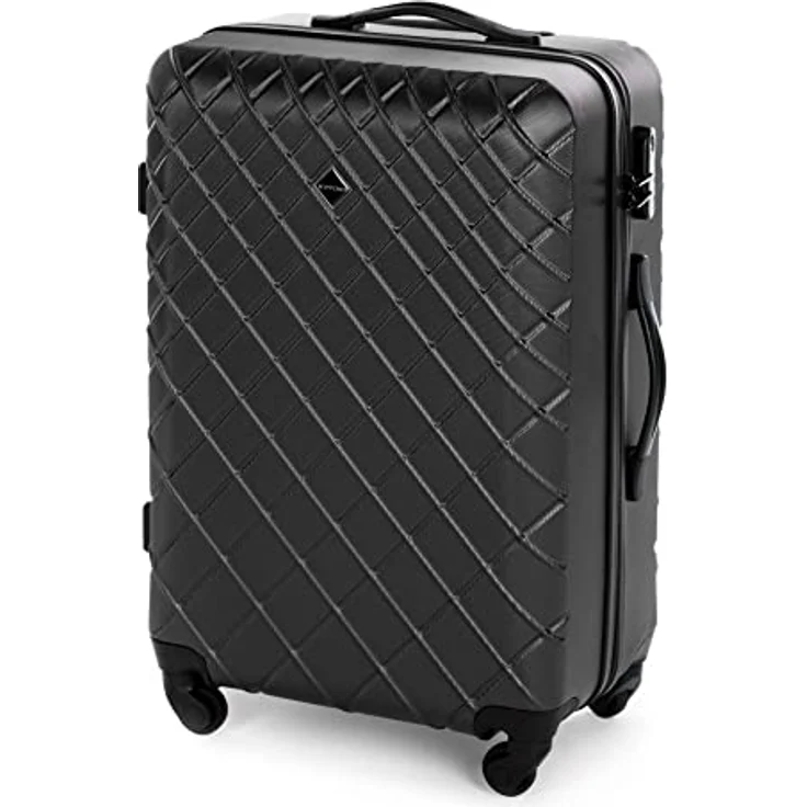 WITTCHEN Reisekoffer Rollkoffer Trolley Mittlerer Koffer Handgepäck Hartschale aus ABS mit 4 Spiner Rollen Zahlenschloss Teleskopgriff Classic line Größe L Schwarz – Bild 2