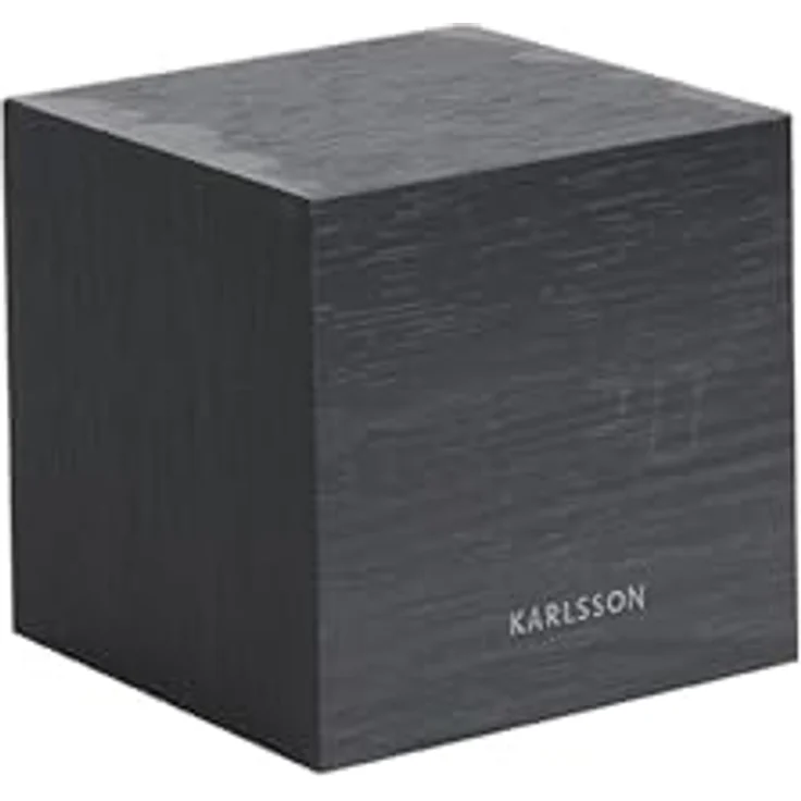 Karlsson Wecker Mini Cube, kompakter Holzfurnier-Wecker in Schwarz mit Alarmfunktion, 8x8x8cm für Schlafzimmer – Bild 4