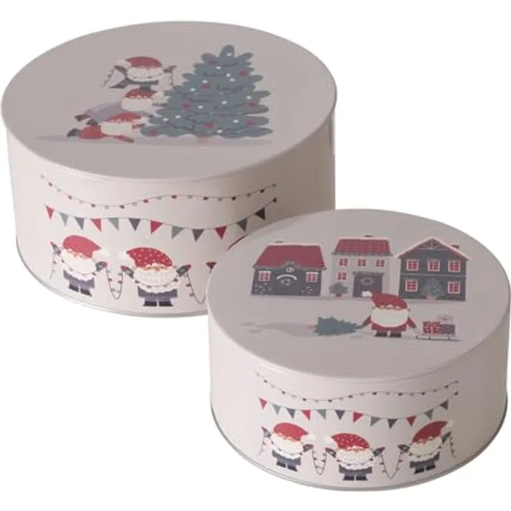 Boltze Dosen zur Aufbewahrung MONTI, Ø 16-20 cm, 2er-Set, langlebiges Metall, beige Farbe