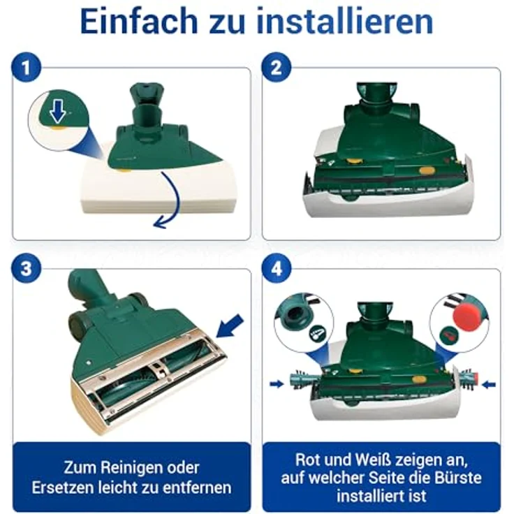 VIOKS Bürstenwalze Rolle Set 2x Ersatz für MisterVac VB-128, kompatibel mit Staubsauger EB360 – Bild 5