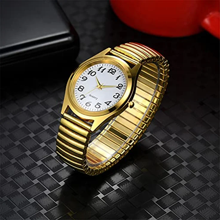 Avaner Armbanduhr mit großem Zifferblatt, elegante Herrenuhr und modische Damenuhr mit elastischem Edelstahl-Armband, wasserdichte Analog Quarzuhr für Männer und Frauen – Bild 2