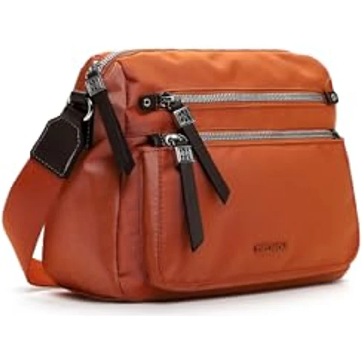 EMILY & NOAH E&N Esther Umhängetasche, schicke Nylon-Tasche mit Reißverschluss, Uni-Design, längenverstellbarer Umhängeriemen, Damen – Bild 5