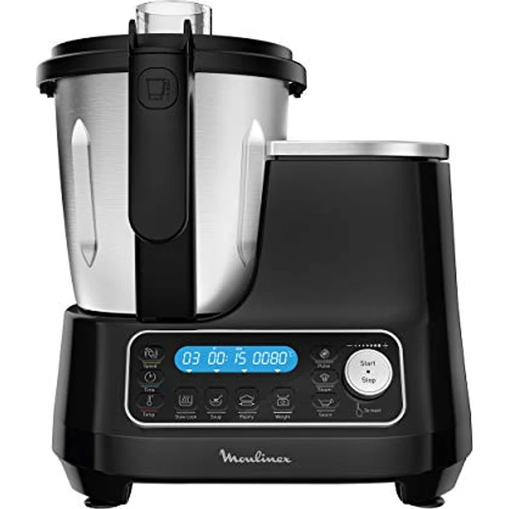 Moulinex HF4568 Click Chef Küchenmaschine mit Kochfunktion | 1400 Watt | 12 Geschwindigkeitsstufen | Gesamtvolumen 3,6 Liter | 28 Funktionen | inkl. Zubehör und Rezeptheft | Farbe Schwarz – Bild 2